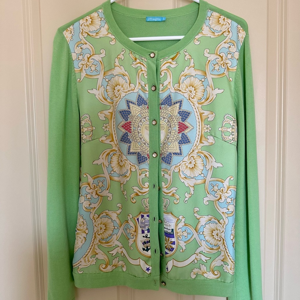 J MCLAUGHLIN silk and cotton button-front cardigan
